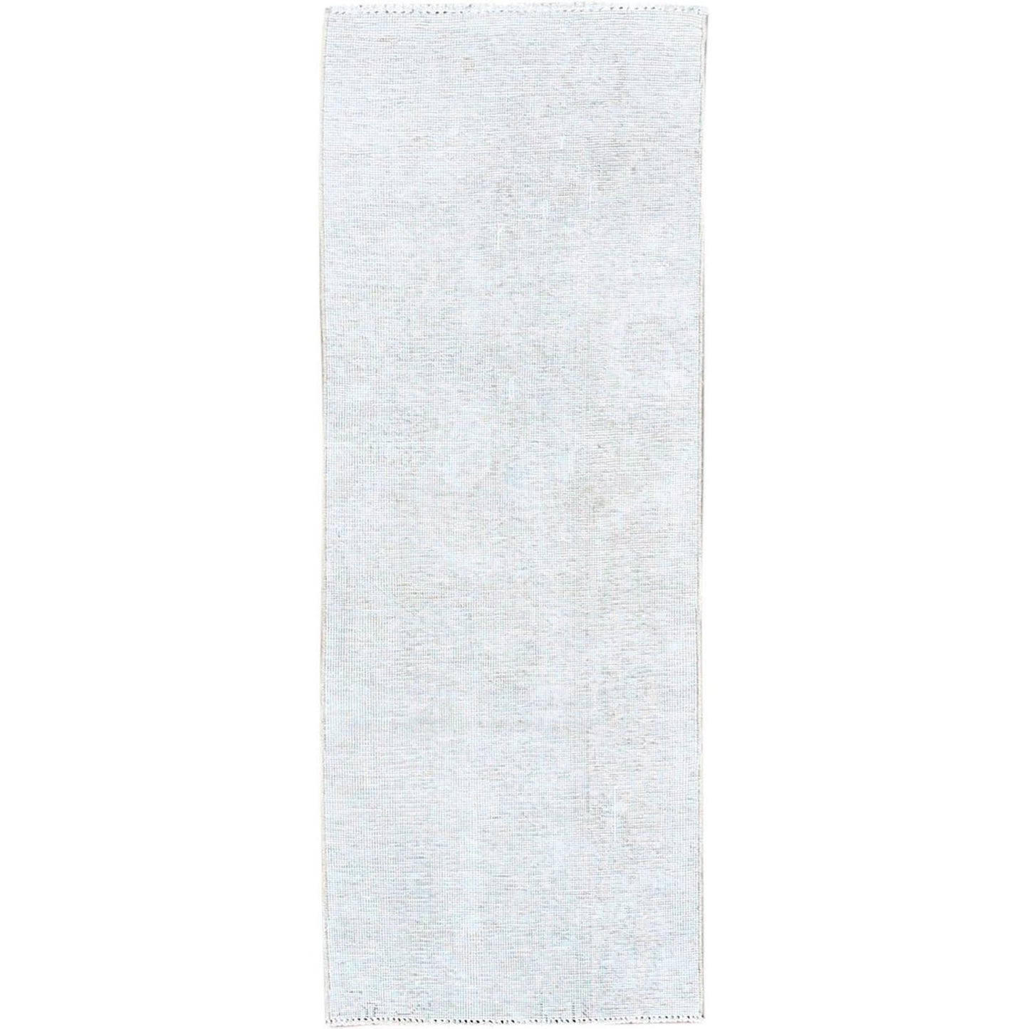 2'1"X5'9" Vista White Cropped Thin Vintage Zoroastrian Tebraz Oriental Rug