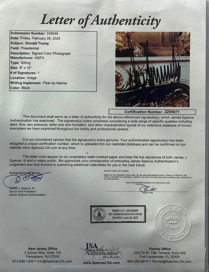 (JSA) Donald Trump Autographed 8x10 Framed Photo