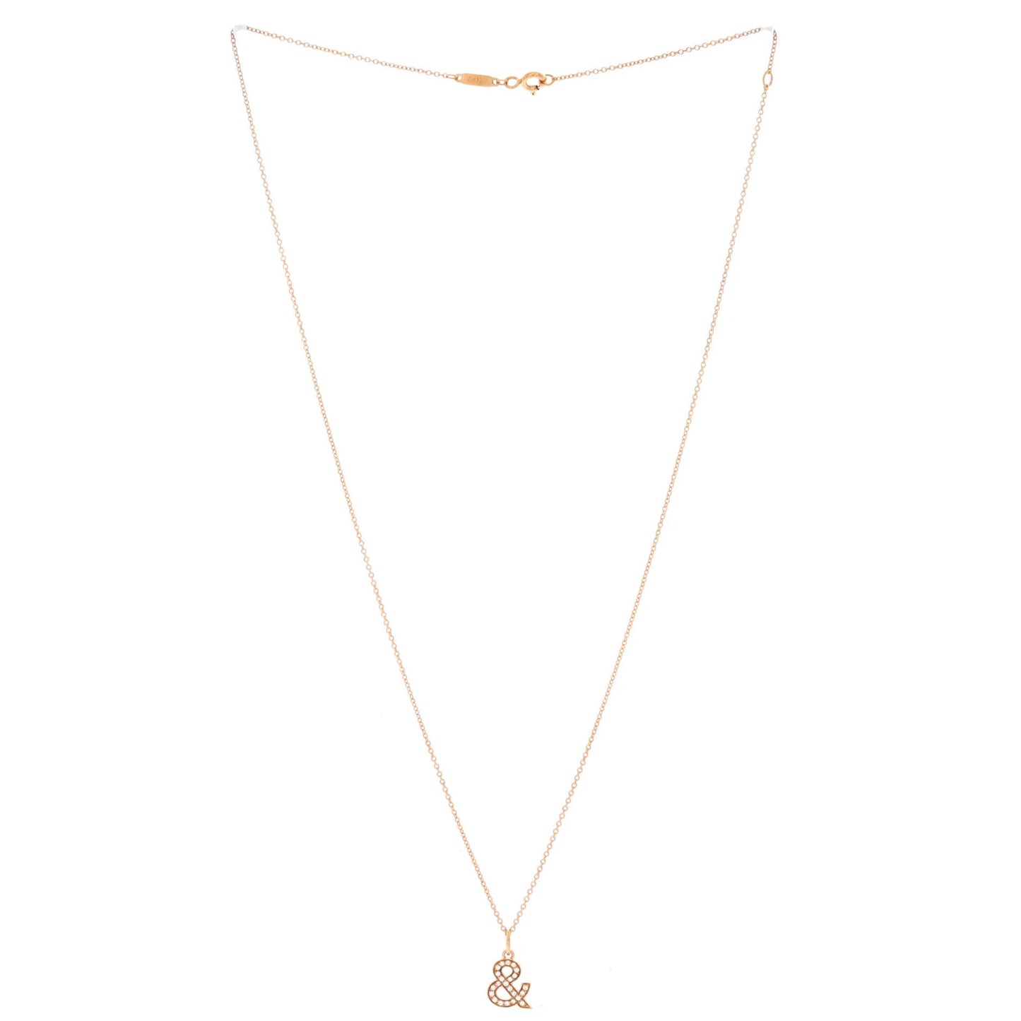 Tiffany & Co. Ampersand Pendant Necklace 18K Rose Gold With Diamonds