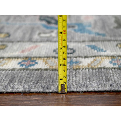 12'X17'10" Light Gray Oushak Wool Hand Knotted Oversize Oriental Rug