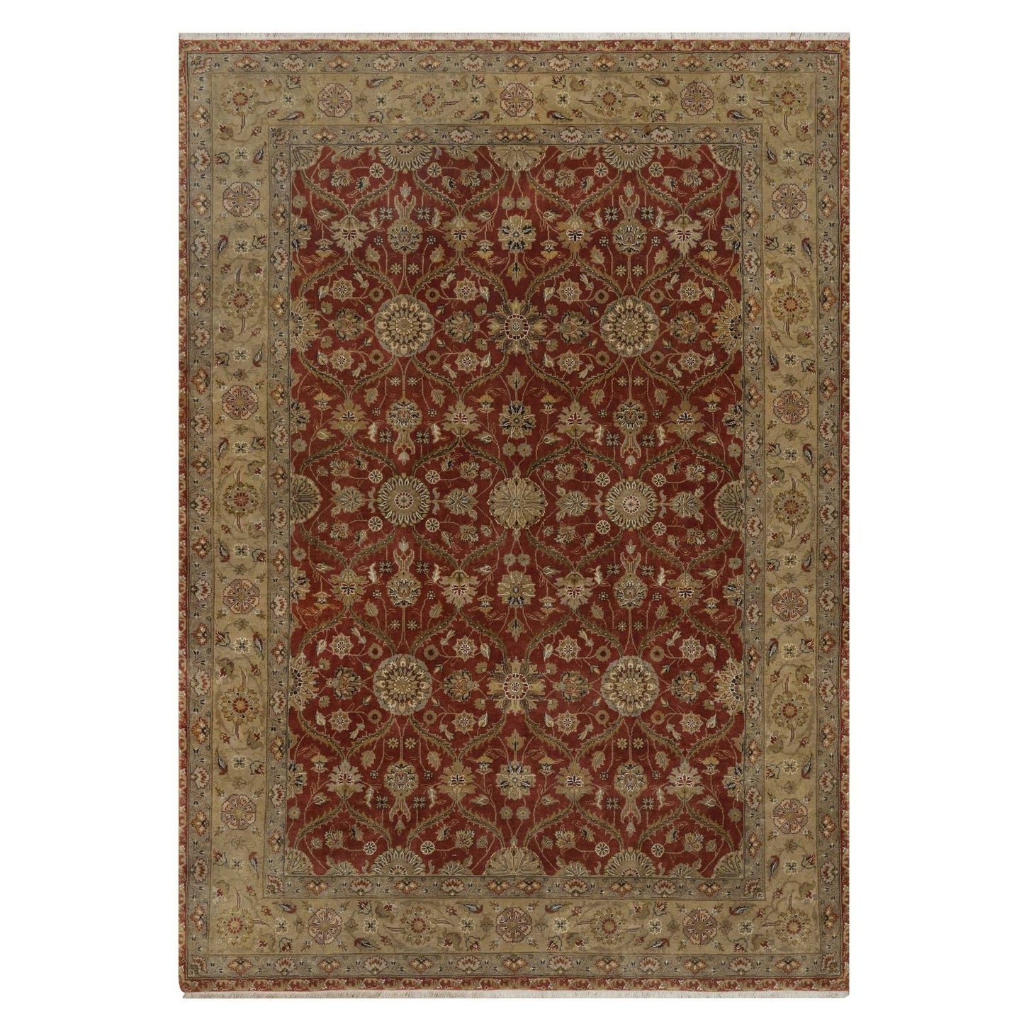 5'6"x7'9" Red Hereke with All Over Design 300 KPSI Wool & Silk Hand Knotted