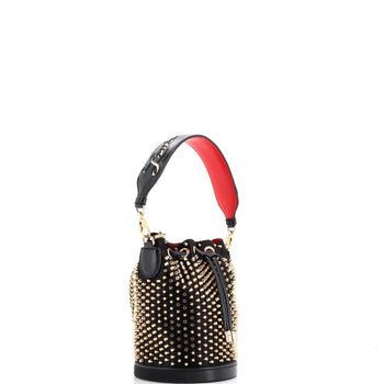 Christian Louboutin Marie Jane Bucket Bag Studded Satin And Leather