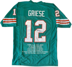 Bob Griese Autographed Dolphins Custom Jersey (Jsa)