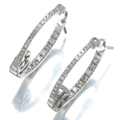Gucci Earrings Gg Running Diamond Hoop 18K 750 White Gold