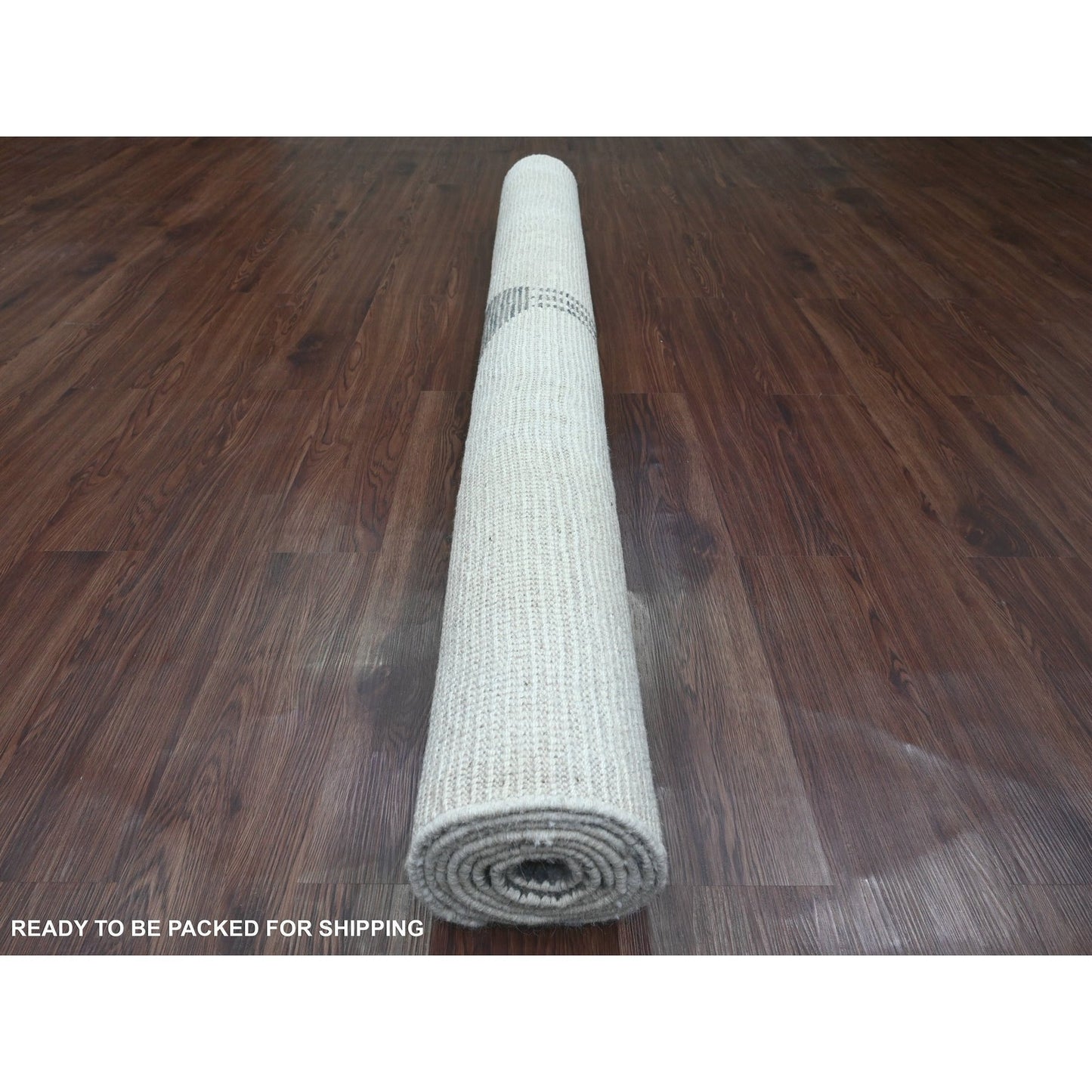 6'1"X9'1" White Moroccan Weave Geometric Pattern Hand Knotted Wool Rug