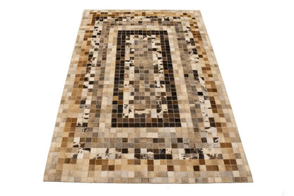 Hand-Crafted Modern Cowhide Leather Rug