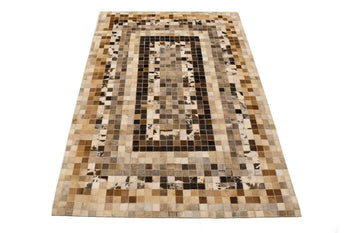Hand-Crafted Modern Cowhide Leather Rug