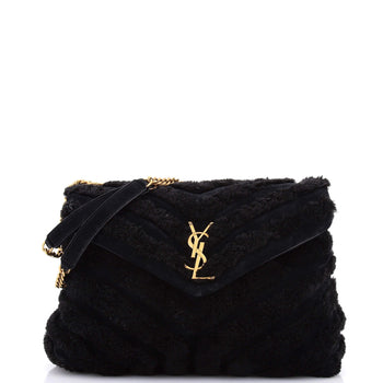 Saint Laurent Loulou Shoulder Bag Matelasse Chevron Shearling Medium