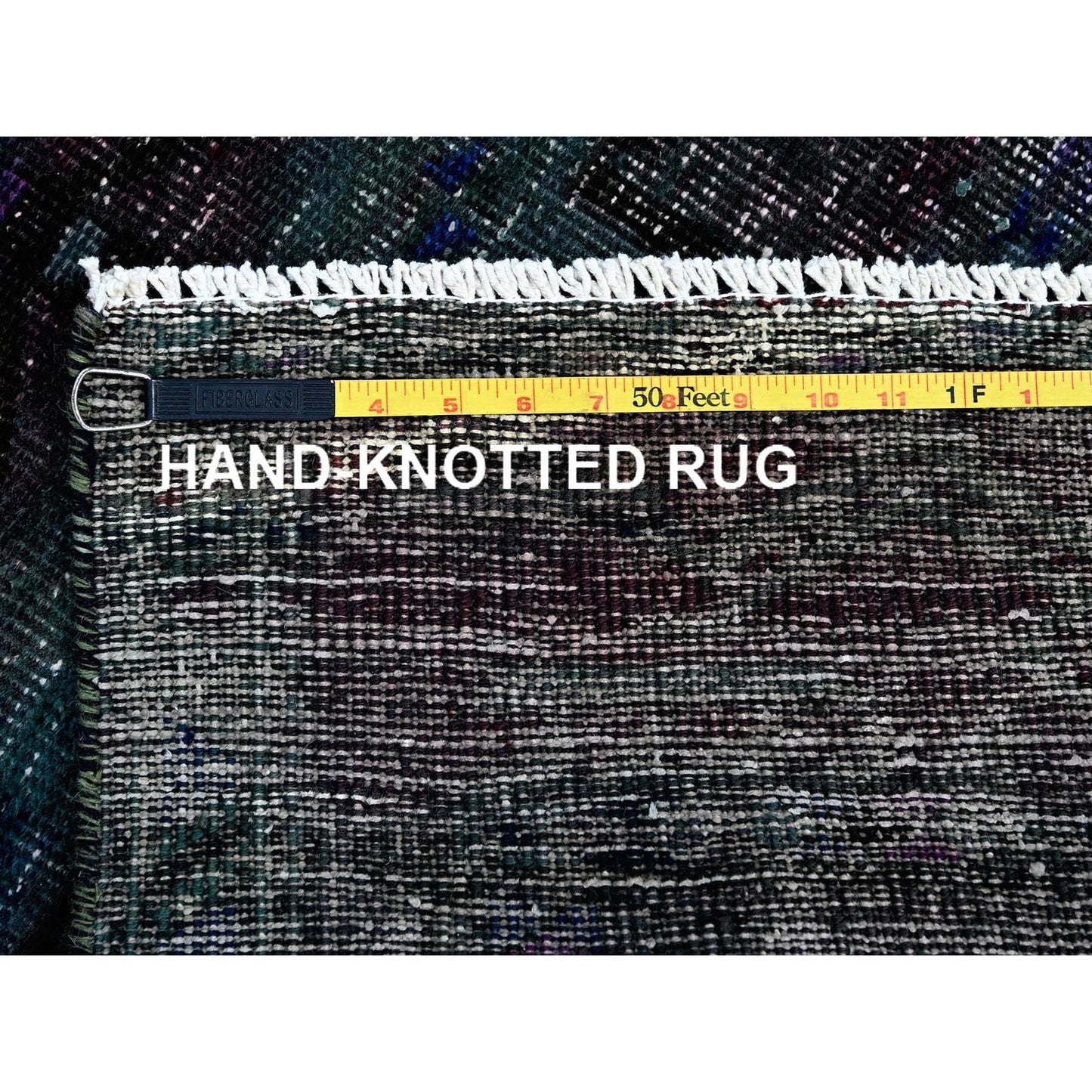 2'8"X9'6" Overdyed Green Vintage Zoroastrian Wool Hand Knotted Runner Rug