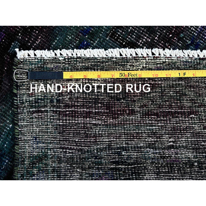 2'8"X9'6" Overdyed Green Vintage Zoroastrian Wool Hand Knotted Runner Rug