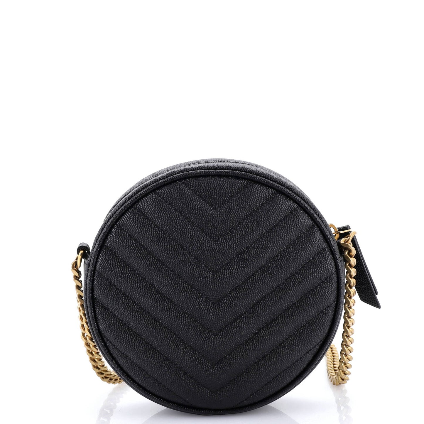 Saint Laurent Vinyle Round Camera Bag Matelasse Chevron Leather