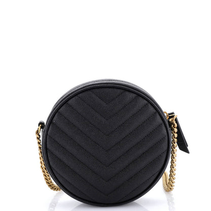 Saint Laurent Vinyle Round Camera Bag Matelasse Chevron Leather