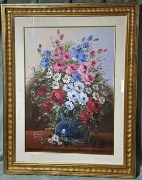 Lina Rossi Original Oil Painting -Flowers Signed