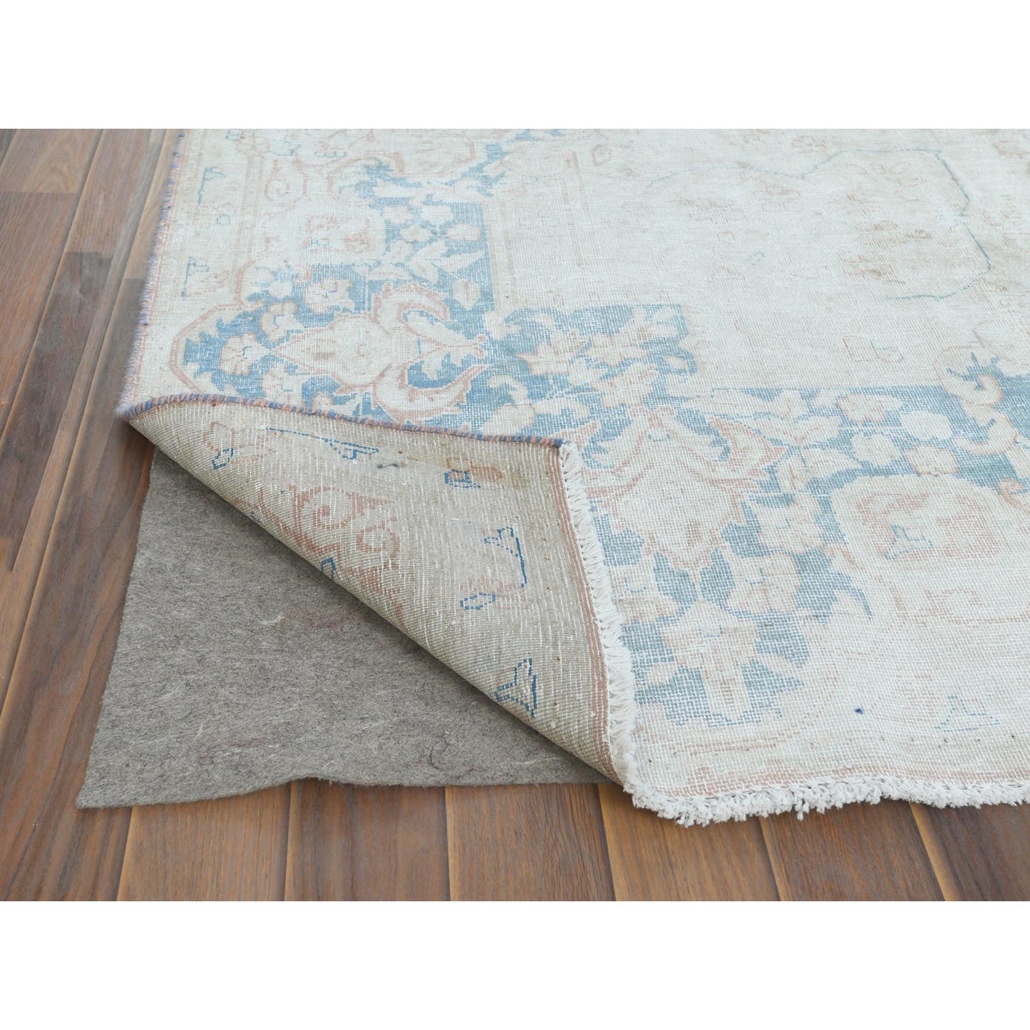 9'9"X13'3" Worn Wool Hand Knotted Pink Vintage Farsian Karman Rug