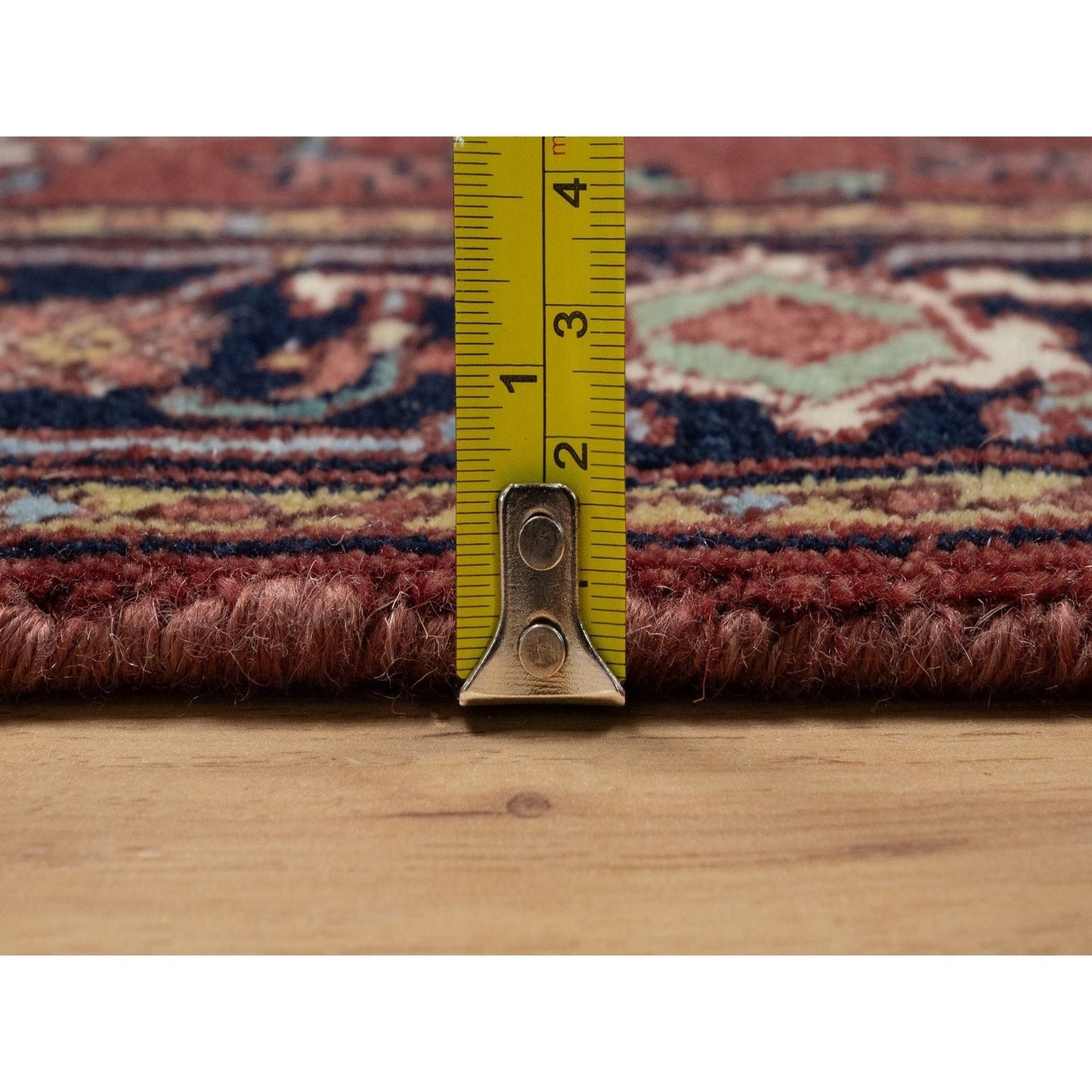 3'1"X5'2" Red Antiqued Fine Heris Re-Creation Rug Hand Knotted Soft Wool