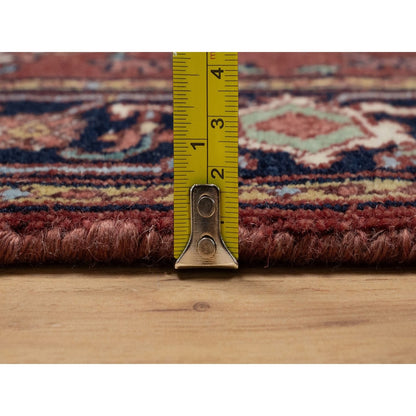 3'1"X5'2" Red Antiqued Fine Heris Re-Creation Rug Hand Knotted Soft Wool