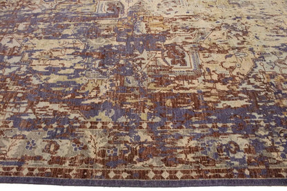 Distressed Floral Heriz Serapi Oriental Rug