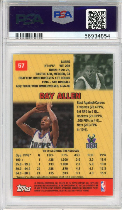 Ray Allen 1999 Bowman'S Best Card #57 (Psa)