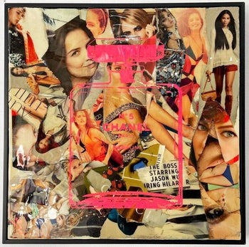 Shane Bowden CHANEL Pink N5 Signed Unique Painting Mixed Media Graffiti Art