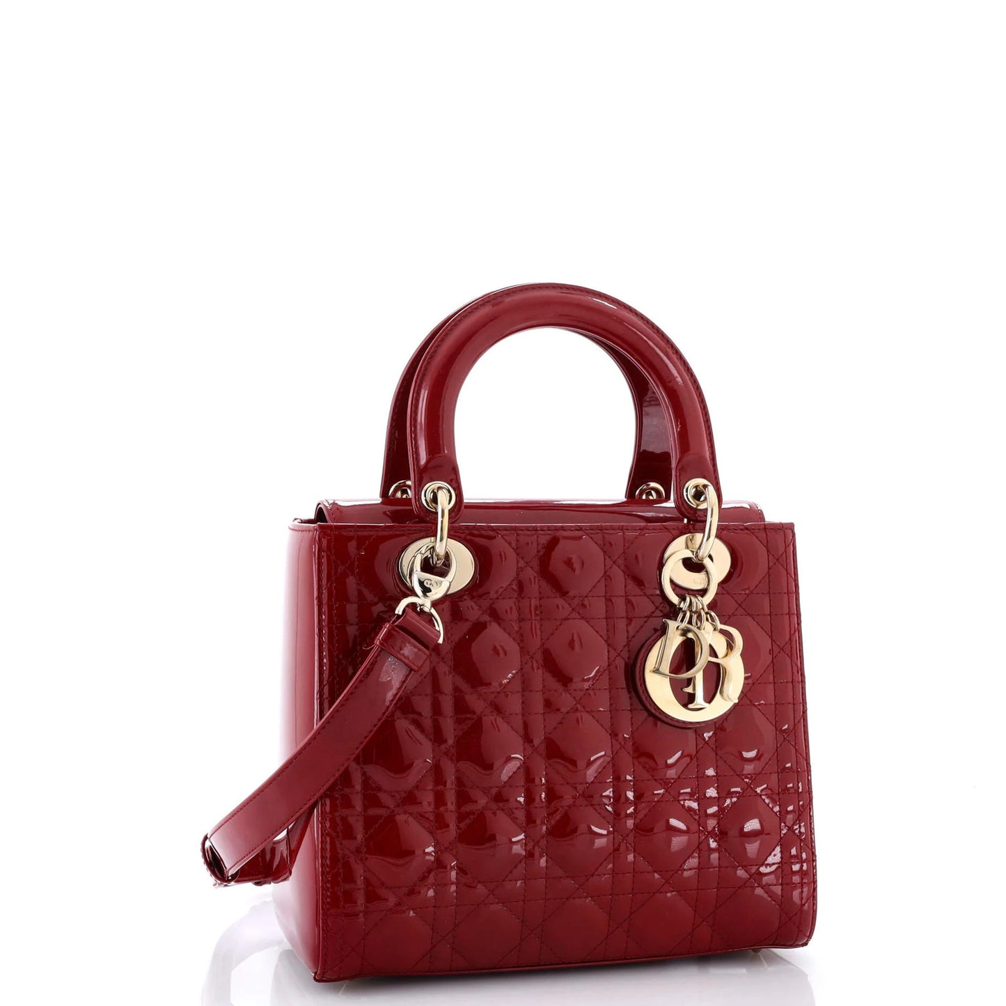 Christian Dior Lady Dior Nm Bag Cannage Quilt Patent Medium