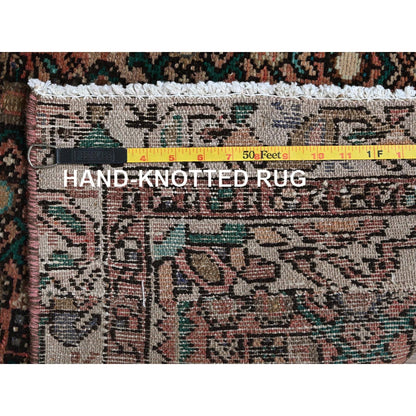 3'X8'1" Peach Vintage Zoroastrian Khamadan Hand Knotted Wool Runner Rug