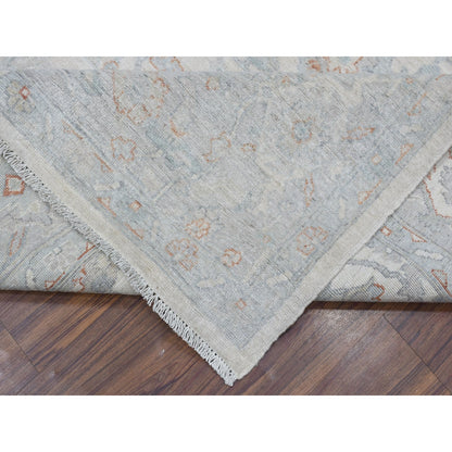 8'X9'9" White White Wash Peshawar Hand Knotted Natural Wool Oriental Rug