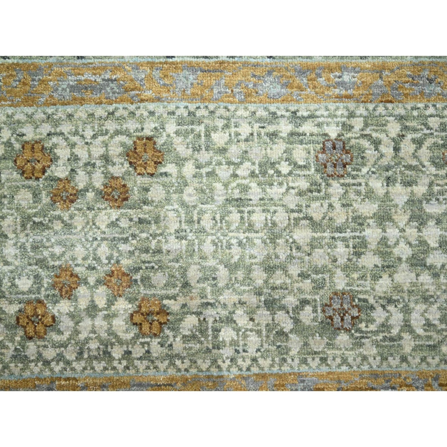 8'2"X10'4" Pistachio Green Mamluk Design Wool Hand Knotted Oriental Rug