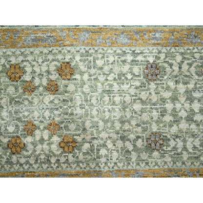 8'2"X10'4" Pistachio Green Mamluk Design Wool Hand Knotted Oriental Rug