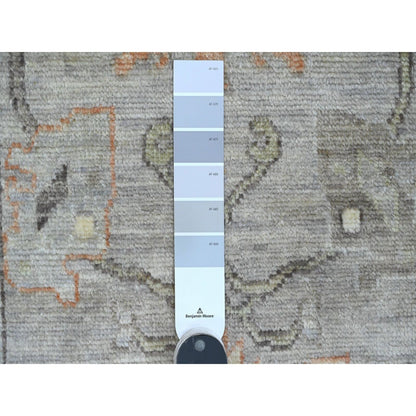 2'10"X5'10" Gray Angora Oushak Leaf Design Wool Hand Knotted Runner Rug