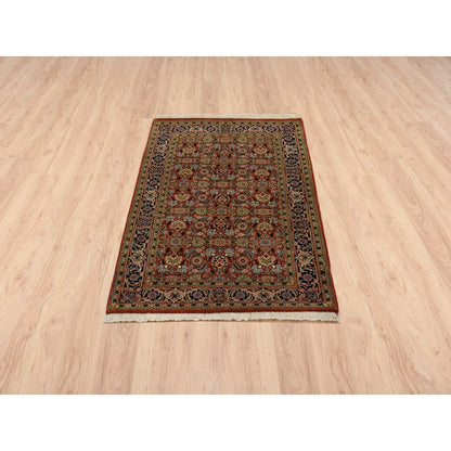 2'7"X4' Hand Knotted Herati 250 Kpsi Hand Spun New Zealand Wool Rug