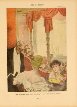 Simplicissimus 1913 By Kainer Time Is Money On Linen Original