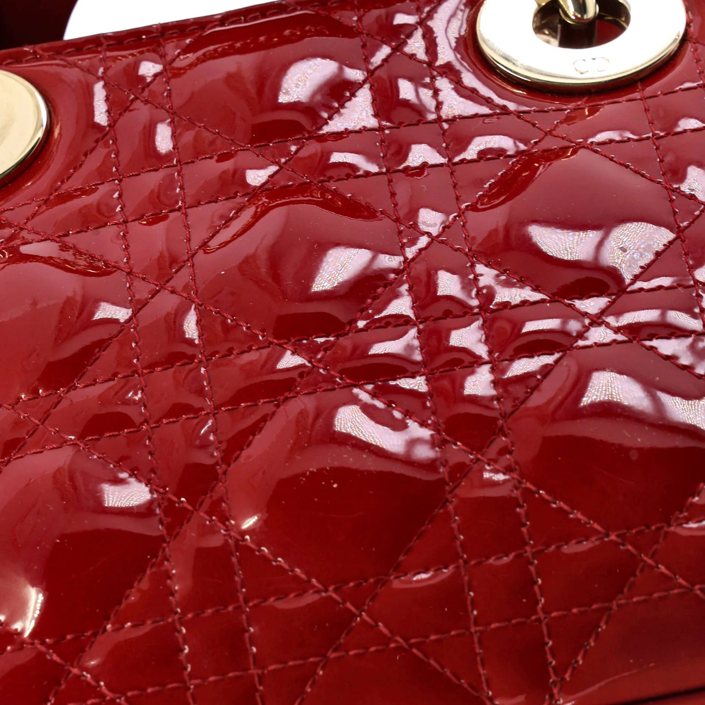 Christian Dior Lady Dior Chain Bag Cannage Quilt Patent Mini