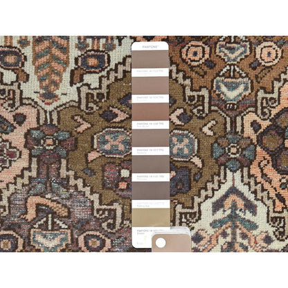 5'7"X8'5" Brown Worn Wool Hand Knotted Vintage Farsian Baktiarjoon Rug