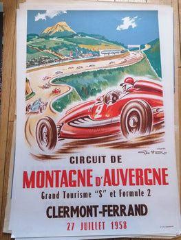Geo Ham Circuit Montagne Auvergne Poster On Linen Exc Original Printing 1958