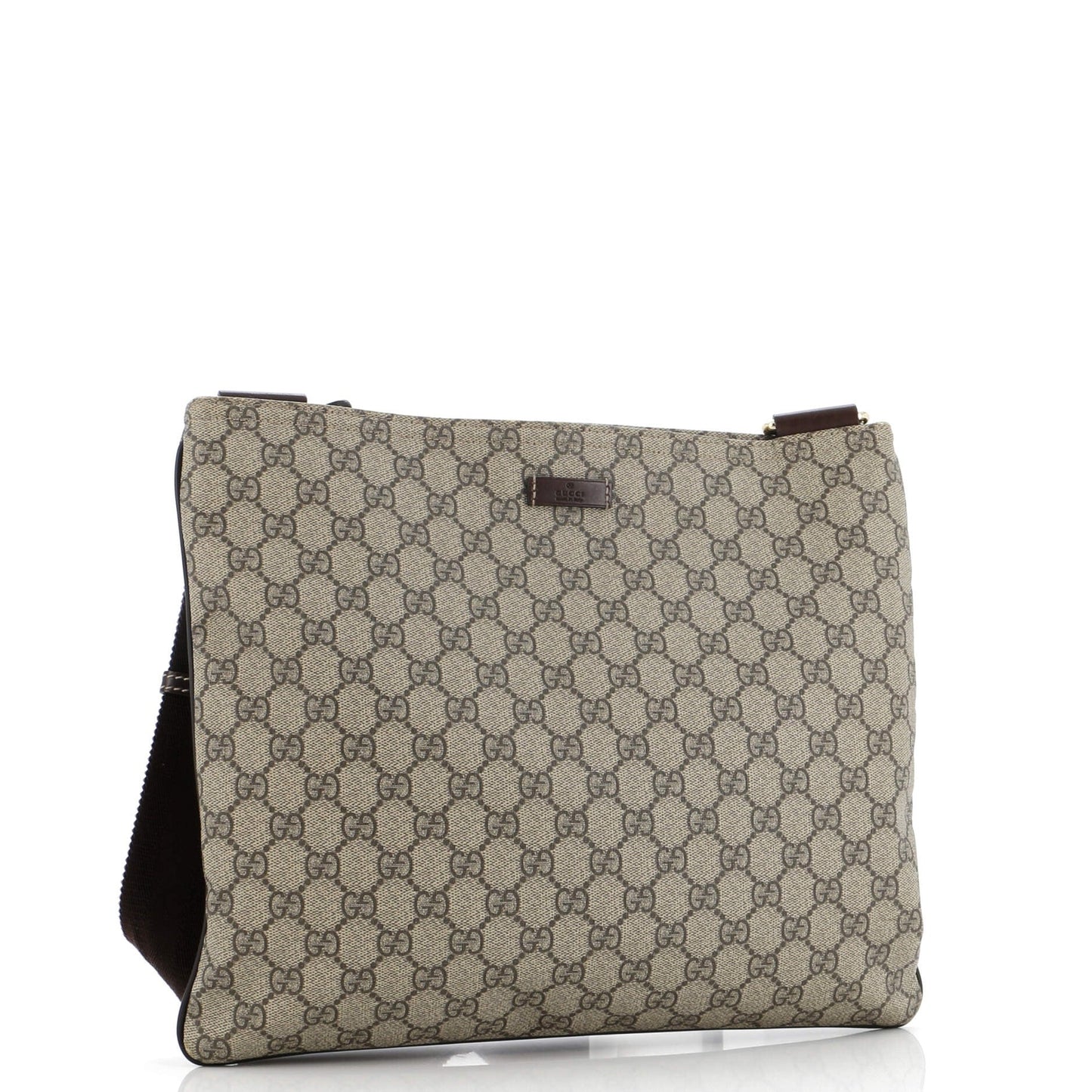 Gucci Zip Top Messenger Bag Gg Coated Canvas Large