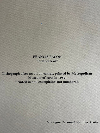 Francis Bacon Lithograph Signed Op Metropolitan Museum Cataloged
