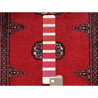 2'6"X9'10" Red Hand Knotted Rug Princess Bokara Tribal Medallions Wool
