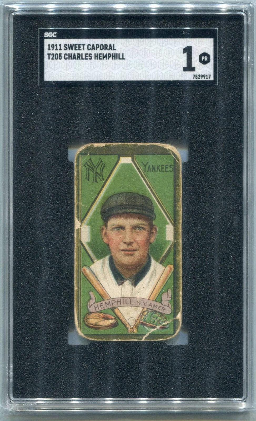 Charles Hemphill 1911 T205 Sweet Caporal Card Sgc 1
