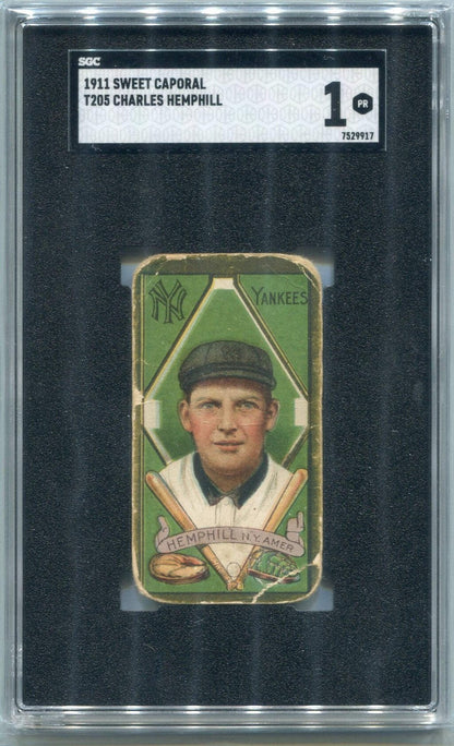 Charles Hemphill 1911 T205 Sweet Caporal Card Sgc 1