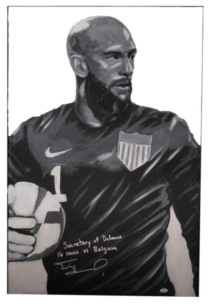 Tim Howard Autographed 24X36 B/W Canvas Original