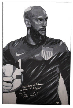 Tim Howard Autographed 24X36 B/W Canvas Original