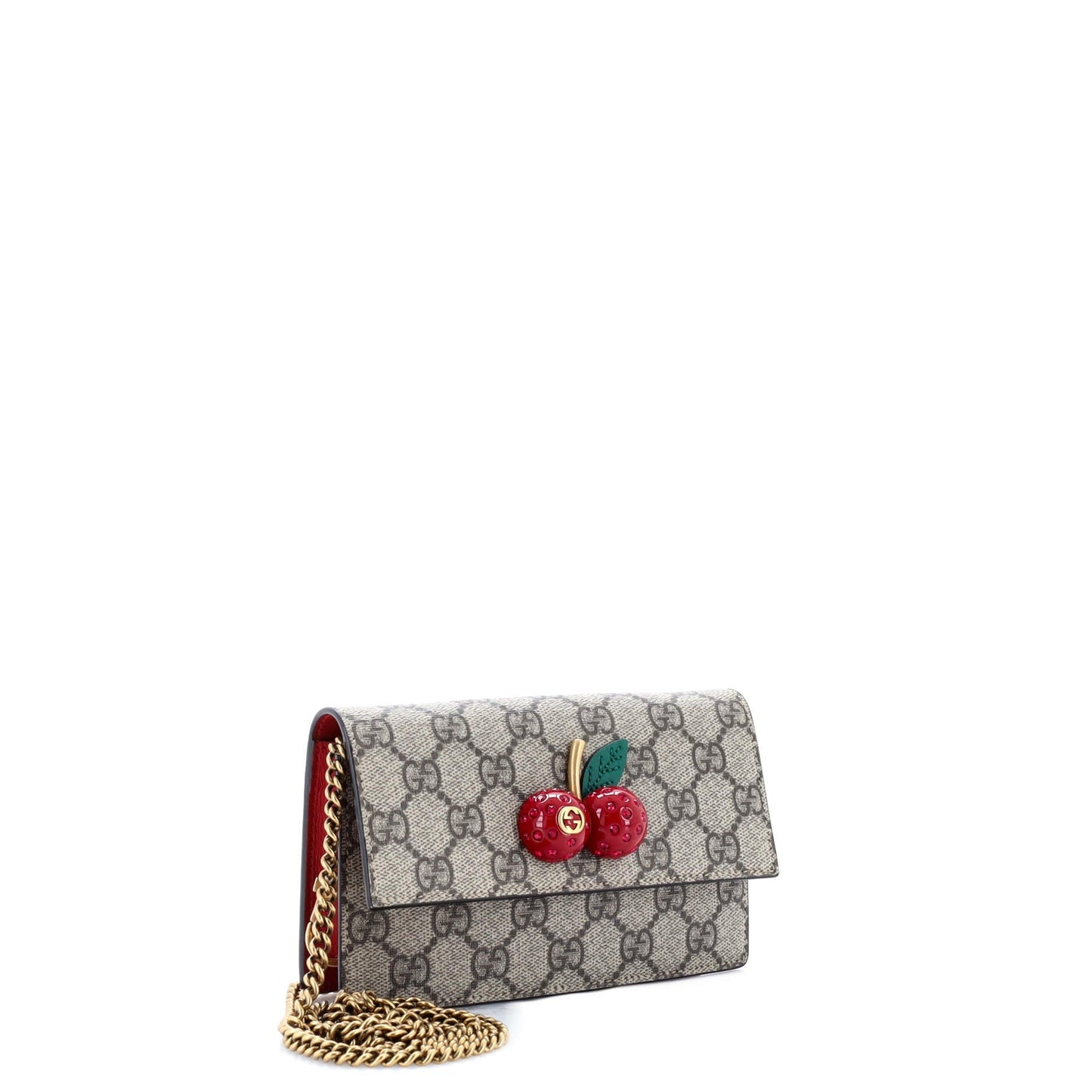 Gucci Cherries Wallet On Chain Gg Coated Canvas Mini