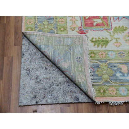 9'1"X12' Champagne Pink Heris Design Hand Knotted 100% Wool Oriental Rug