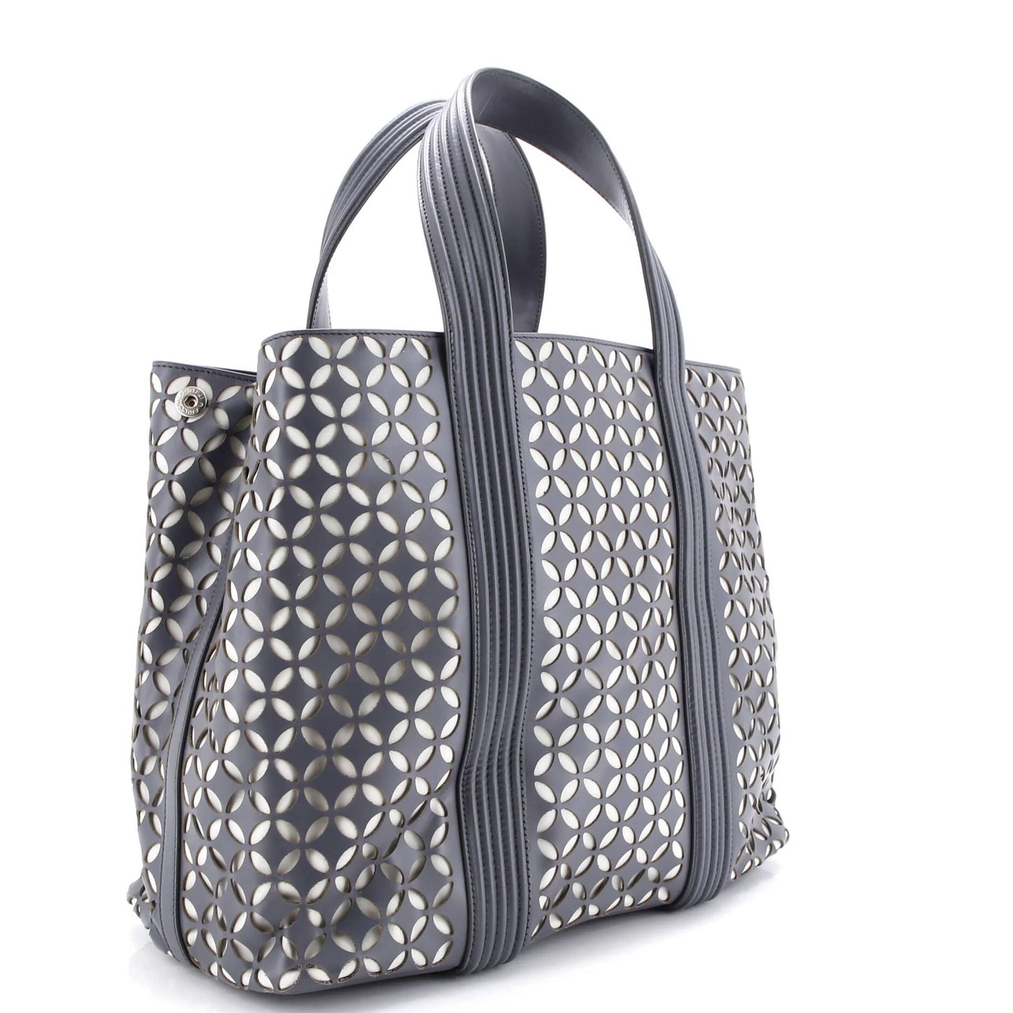 Alaia Side Snap Tote Laser Cut Leather