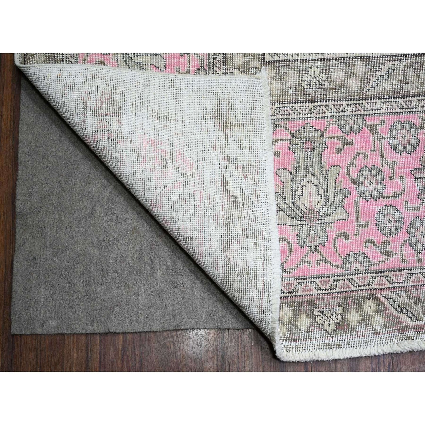 11'3"X15'9" Blush Pink Vintage Tebraz Soft Wool Hand Knotted Rug