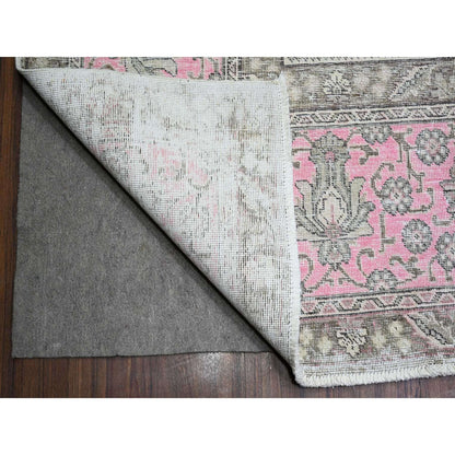 11'3"X15'9" Blush Pink Vintage Tebraz Soft Wool Hand Knotted Rug