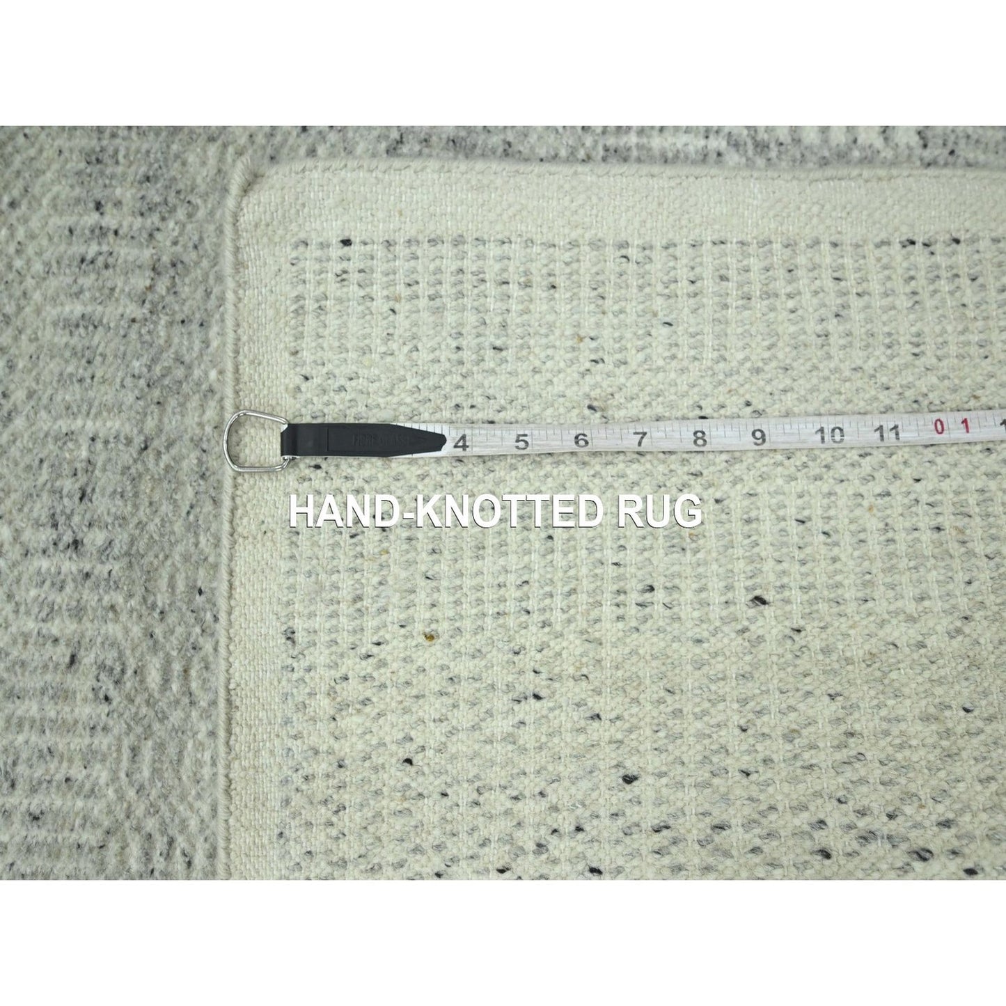 2'7"X12'1" Gray Hand Knotted Rug Oxidized Grass Design Wool Runner