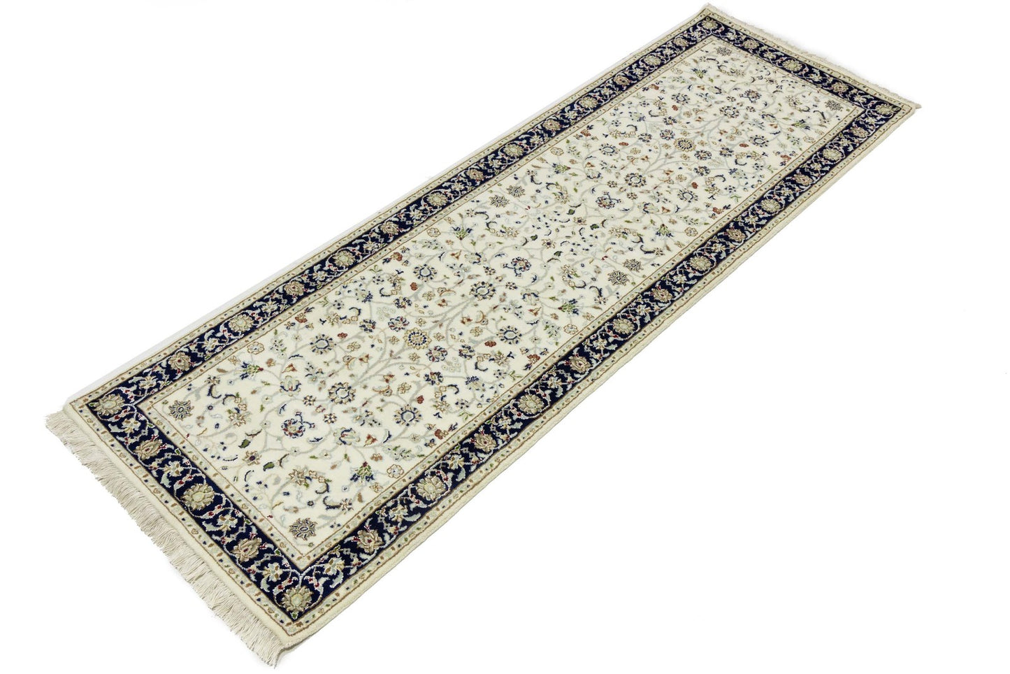 Handmade Indo-Nain Oriental Runner Rug Floral Design Hallway Carpet 2'8X8'1 ft