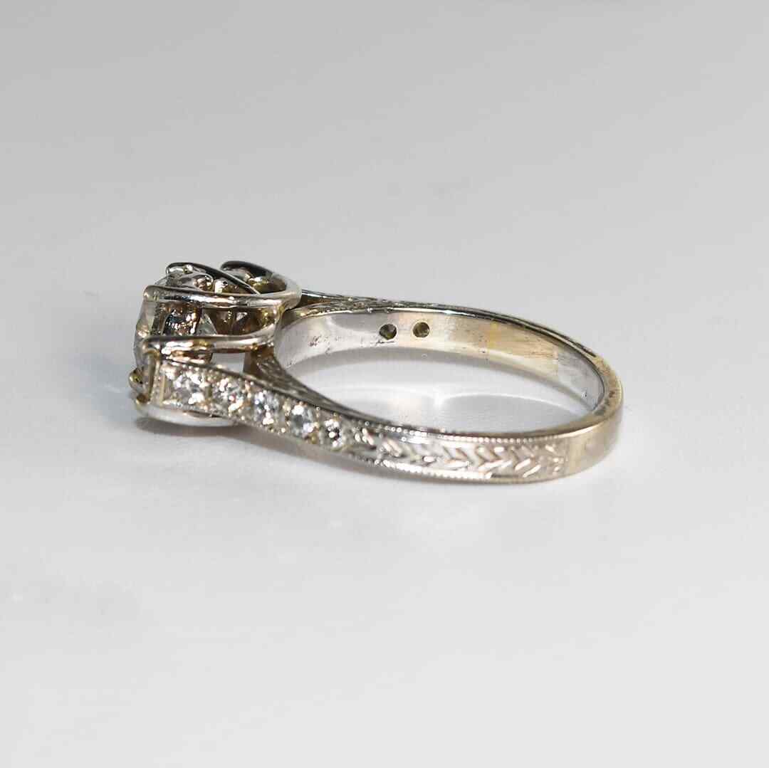 14K White Gold Ladies Three-Stone Diamond Ring