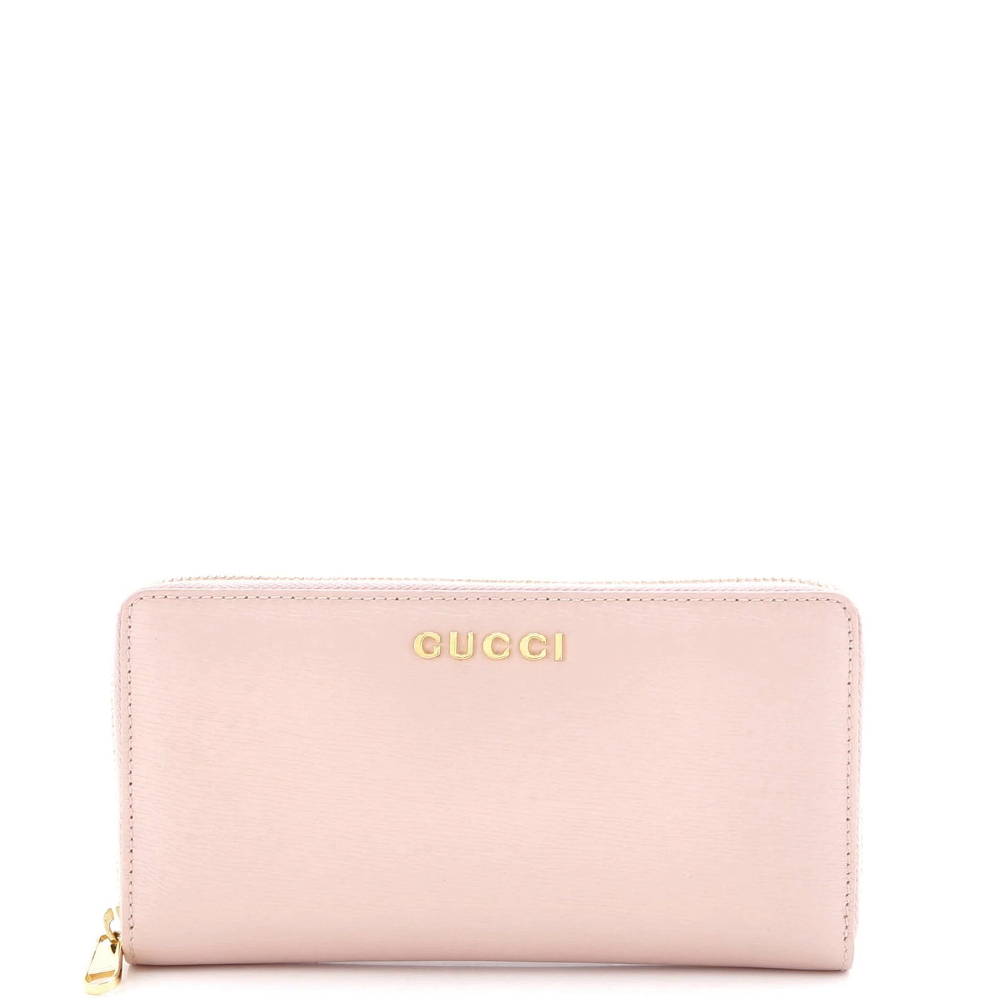 Gucci Logo Script Zip Around Wallet Leather